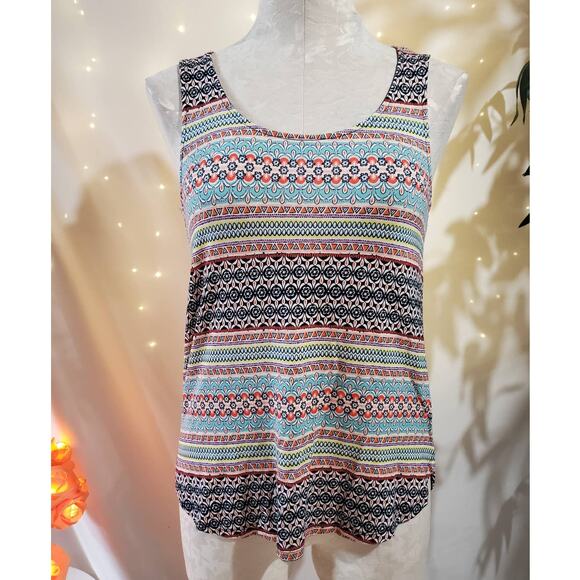 The Limited NWT Boho Stripe Multicolor Hi Low Scoop Neck Tank Top Womens Size XS - Picture 1 of 9